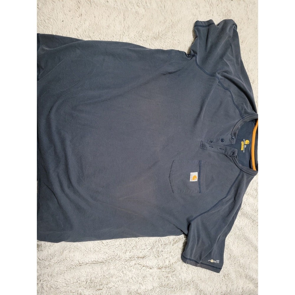 Carhartt Force Relaxed Fit Blue Polo Short Sleeve Shirt Size 2XL see details